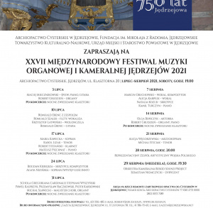 XXVII Międzynarodowy Festiwal Muzyki Organowej i Kameralnej Jędrzejów 2021